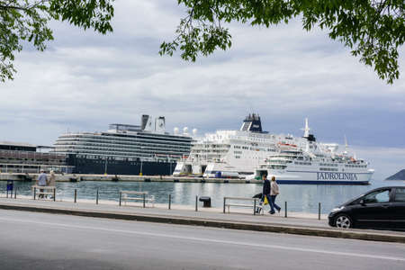 cruise ships in port, Split, Croatiaのeditorial素材
