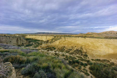 Barranco Grande de Castilltierra, Bardenas reales, Biosphere Reserve, Comunidad Foral de Navarra, Spainのeditorial素材