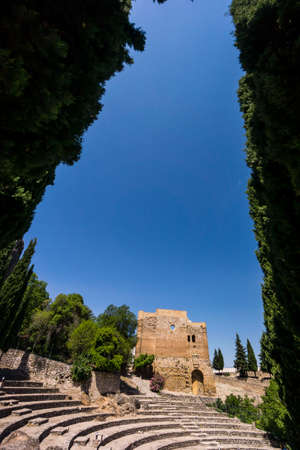 Renaissance church of Santo Domingo, Castillo de La Iruela, Almohad origin, built on pre-Berber foundations, La Iruela, Guadalquivir valley, sierras de Cazorla natural park, Segura y Las Villas, Jaen, Andalucia, Spainのeditorial素材