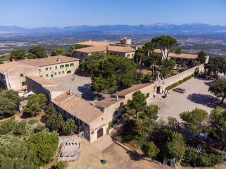 Sanctuary of Our Lady of Cura, Puig de Cura, Algaida, Mallorca, Spainの写真素材