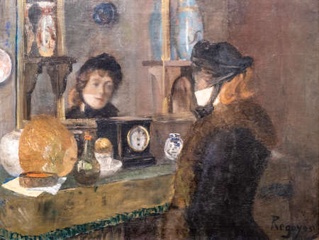 Portrait of Miss Jeanning, DarÃ­o de Regoyos, 1885, Oil on canvas, Museo de Bellas Artes, Bilbao, Spainのeditorial素材