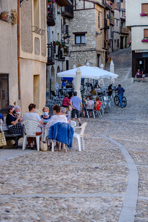 Popular architecture of Market Street, FrÃ­as, Autonomous Community of Castilla y LeÃ³n, Spainのeditorial素材