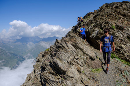 ascending to Pimene peak, Pyrenees National Park, Hautes-Pyrenees, France