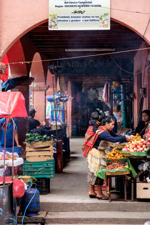 Santo Tomas market, historic center market, Chichicastenango, El QuichÃ© department municipality, Guatemala, Central Americaのeditorial素材