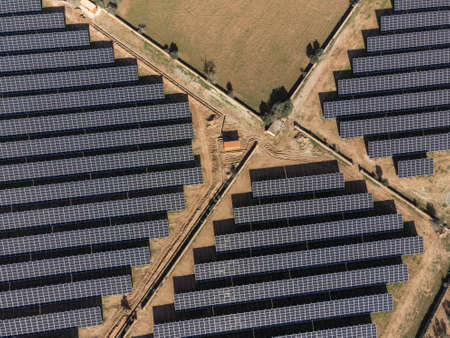 Parc Fotovoltaic Can Xim de S'Aguila, solar energy plates, Llucmajor, Mallorca, Balearic Islands, Spainのeditorial素材