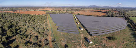 Grun Parc Fotovoltaic, solar energy plates, Llucmajor, Mallorca, Balearic Islands, Spainのeditorial素材