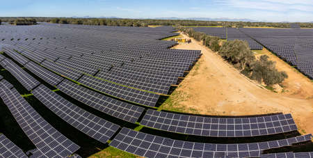 Sa Caseta Parc Fotovoltaic, solar energy plates, Llucmajor, Mallorca, Balearic Islands, Spainのeditorial素材
