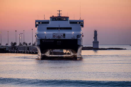 fast boat, La Savina port, Formentera, Pitiusas Islands, Balearic Community, Spainの写真素材