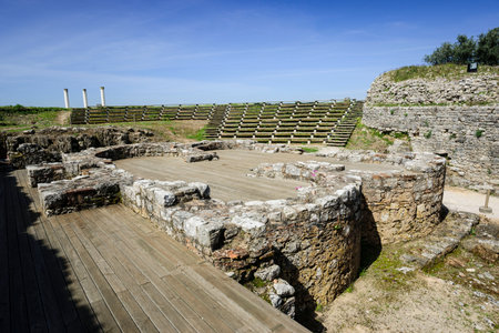 thermal baths of the aqueduct,Conimbriga, city of the Conventus Scallabitanus, Roman province of Lusitania, near Condeixa-a-Nova, district of Coimbra, Portugal, europeのeditorial素材