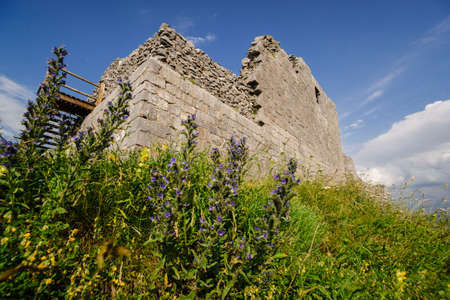 Montsegur castle, XIV century, Cathar castle, Mount Pog, Ariege, Pyrenees Orientales, France, Europeのeditorial素材