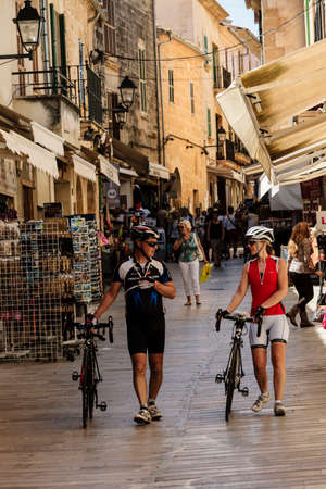Calle Des Moll, Alcudia, Majorca, Balearic Islands, Spainのeditorial素材