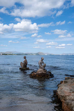 The Desire, sculpture by Joan BennÃ ssar, Can Picafort, municipality of Santa Margalida, Mallorca, Spainの写真素材