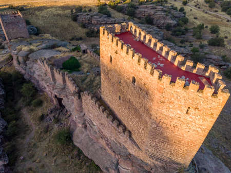 Zafra castle, 12th century, Campillo de DueÃ±as, Guadalajara, Spainのeditorial素材