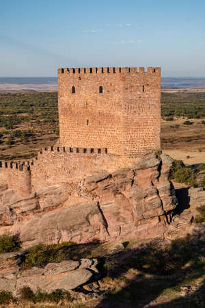 Zafra castle, 12th century, Campillo de DueÃ±as, Guadalajara, Spainのeditorial素材