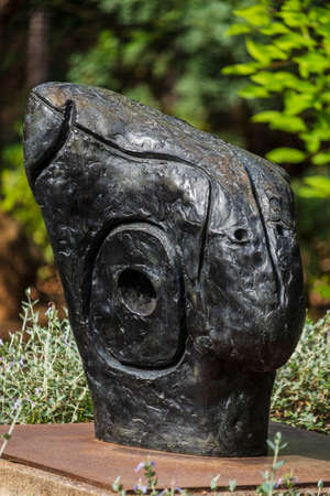 Joan MirÃ³ (Spanish, 1893â1983), Tete de Belier ( ram's head),1970, lost wax cast bronze, Marivent garden, Palma, Majorcaのeditorial素材