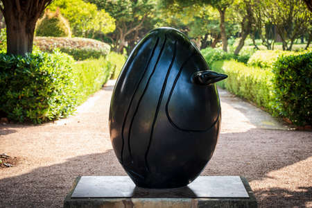 Joan MirÃ³ (Spanish, 1893â1983), Conque ,1976, lost wax cast bronze, Marivent garden, Palma, Majorcaのeditorial素材