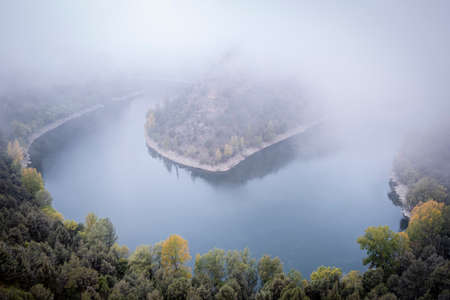 meander, Las Hoces del RÃ­o DuratÃ³n Natural Park, Segovia province, Spainの写真素材