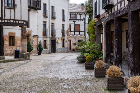 Bishop PeÃ±a Square, Covarrubias, Burgos province, Spainの写真素材