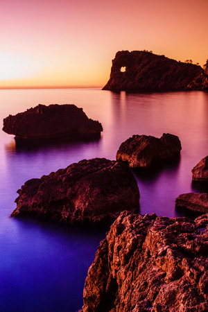 Sa Foradada, Son Marroig-Foradada, Valldemossa. Sierra de Tramuntana Natural Park, Mallorca, Balearic Islands, Spain.の写真素材