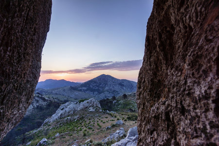 Puig de GalatzÃ³ ,1027 meters high, Sierra de Tramontana, Mallorca, Balearic islands, Spainの写真素材