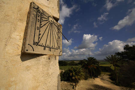Sundial. Traditional estate Son Sant Andreu. Porreres Es Pla region. Saint John. Majorca. Balearic...