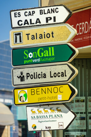 diverse signage, Mallorca, balearic islands, Spainの写真素材