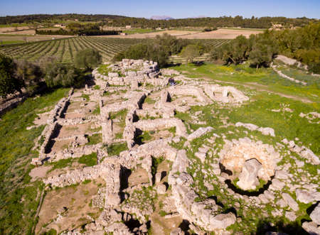 Son FornÃ©s, archaeological site of prehistoric era, built in the Talayotic period, 10th century BC, Montuiri, Mallorca island, Balearic Islands, Spainの写真素材