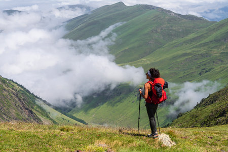 Descending towards the Freche valley, Pyrenean mountain range, Franceのeditorial素材
