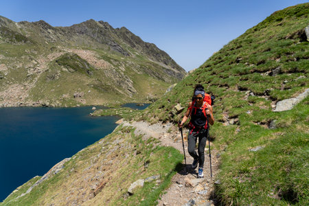 route to the port of VÃ©nasque and Boums du Port Lake, Luchon, Pyrenean mountain range, Franceのeditorial素材