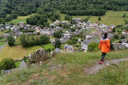 GÃ©nos village, Louron valley, Occitanie, Pyrenean mountain range, Franceのeditorial素材