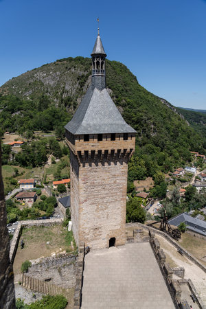 castle of Foix, 10th century, Foix, department of AriÃ¨ge, Occitanie, Pyrenean mountain range, Franceのeditorial素材