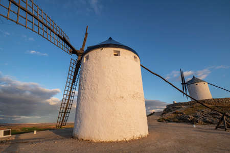 Consuegra windmills, Calderico hill, Consuegra, Toledo province, Castilla-La Mancha, Spainの写真素材
