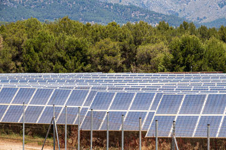 photovoltaic solar energy park, ses Barraques, CalviÃ¡, Mallorca, Balearic Islands, Spain