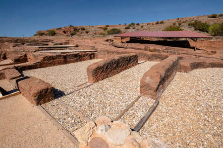 house of the aqueduct, , Archaeological site of Tiermes, Soria, autonomous community of Castilla y LeÃ³n, Spain, Europeの写真素材