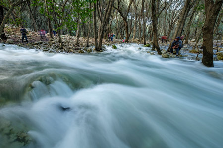 Fonts Ufanes ,GabellÃ­ Petit, Campanet, region of the Sierra de Tramuntana, Mallorca, Balearic Islands, Spain Mallorca, Spainのeditorial素材