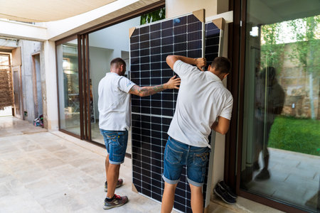 installation of solar panels, Llucmajor, Majorca, Balearic Islands, Spainの写真素材