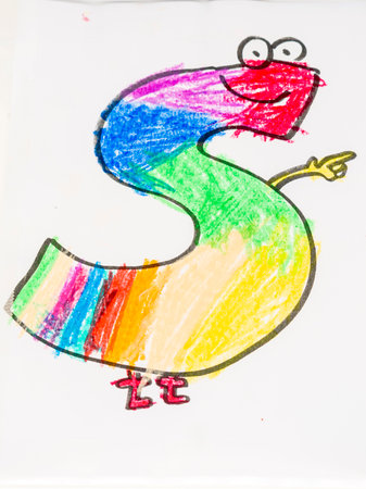 S letter, colored children's design letter, Majorca, Balearic Islands, Spainの写真素材