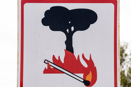 warning of maximum risk of forest fire, traffic sign, Majorca, Balearic Islands, Spain