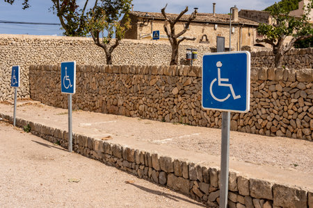 traffic sign parking for disabled people, Majorca, Balearic Islands, Spainの写真素材