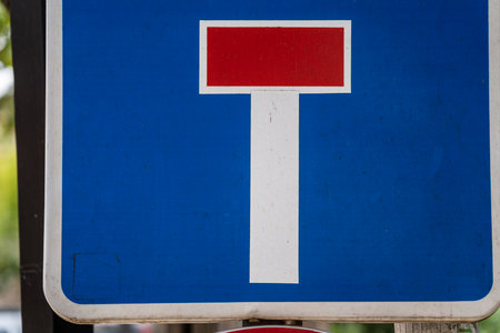 dead end road traffic sign, Majorca, Balearic Islands, Spainの写真素材