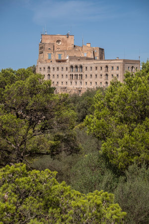 Sanctuary of the Mare de DÃ©u de Sant Salvador, XIV century., Felanitx, Majorca, Balearic Islands, Spainのeditorial素材