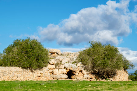 talayot de Son Noguera, talayotic culture , Llucmajor, Mallorca, balearic islands, Spainの写真素材