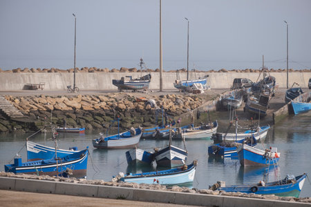 fishing boats, Asilah port, morocco, africaの写真素材