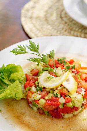moroccan salad, Berbari Moroccan cuisine, Medchar Ghanem , Asilah, morocco, africaの写真素材