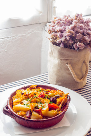 typical dish Sopes Mallorquines, Celler Pages by Juanjo Amengual, Majorca, Balearic Islands, Spain, Europeの写真素材