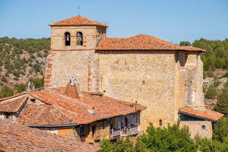 Romanesque church Ntra. SeÃ±ora del Castillo, CalataÃ±azor, Soria, Autonomous Community of Castilla, Spain, Europeの写真素材