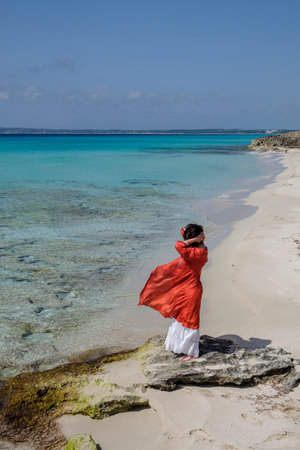 Migjorn Els Arenals beach, Formentera, Pitiusas Islands, Balearic Community, Spainの写真素材