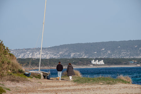 Mal Pas, Migjorn beach, Formentera, Pitiusas Islands, Balearic Community, Spainの写真素材