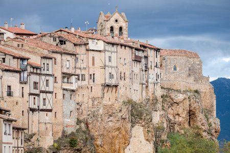 The hanging houses, FrÃ­as, province of Burgos, region of Las Merindades, Spainの写真素材