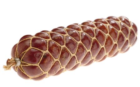 salami, smoked sausage. isolated with pathの写真素材